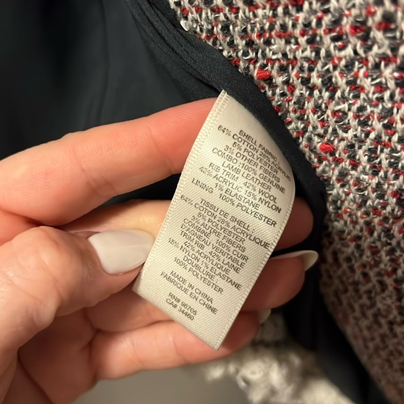 Rebecca Taylor Leather Trim Asymmetrical Zip Moto Blazer Jacket - Picture 7 of 15